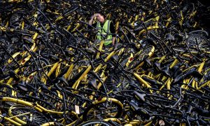 Bicycle cemetery in China